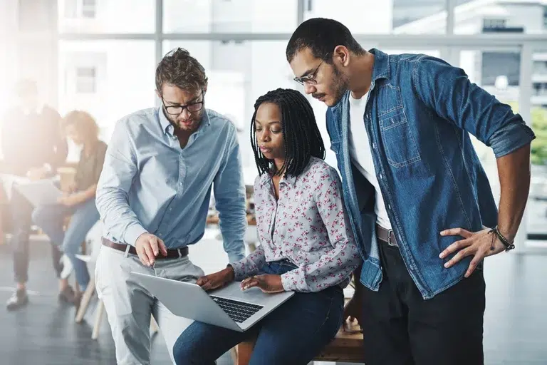 A public relations team working together.